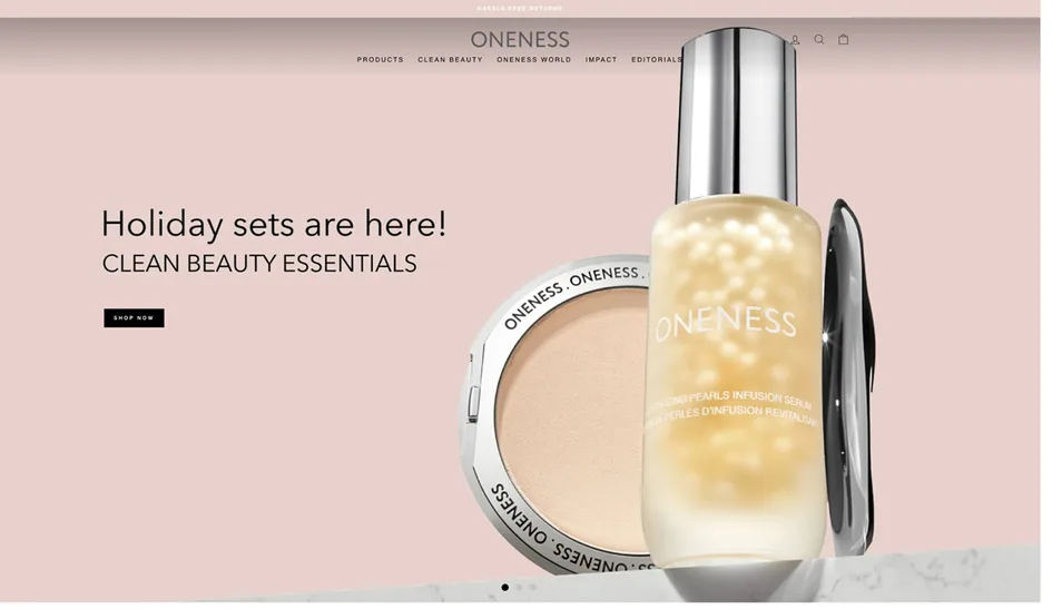 De oude Oneness Cosmetics website